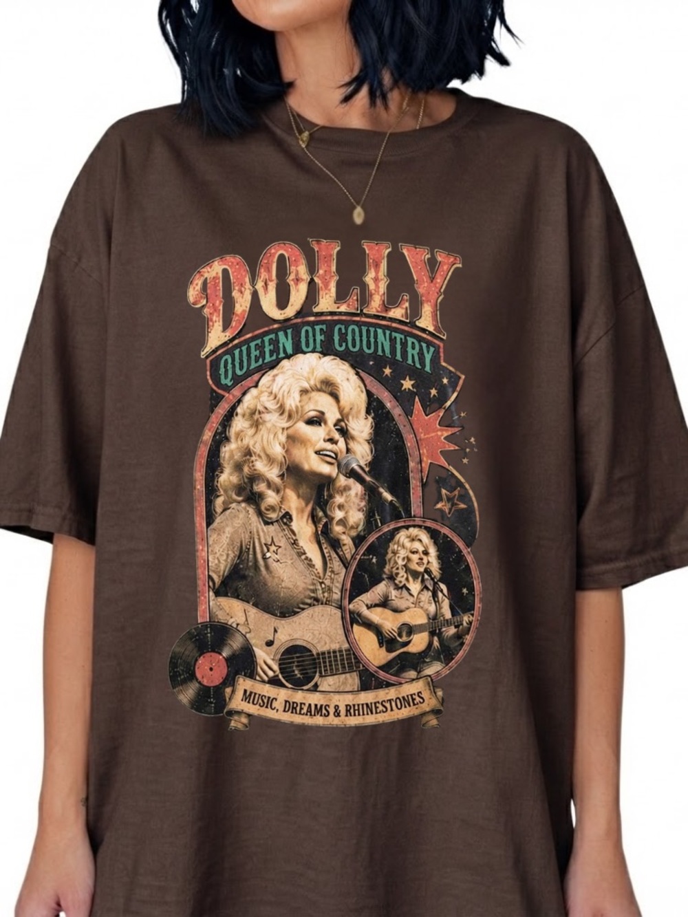 Dolly Queen of Country Music Dreams & Rhinestones Vintage Memories Graphic Tee